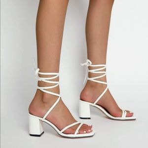 White Lace Up Heels